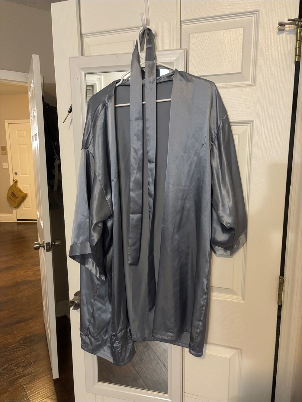 Men's Satin Robe Jacket - Steel Gray